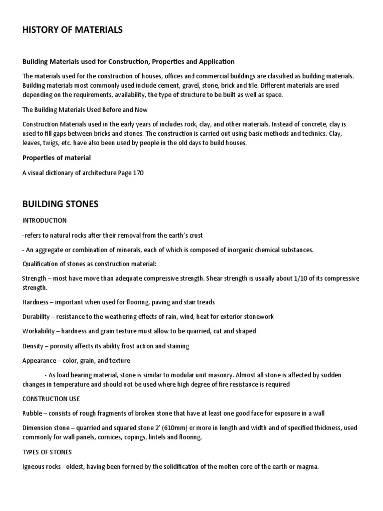 Evolution of Building Materials | PDF | Wood | Steel