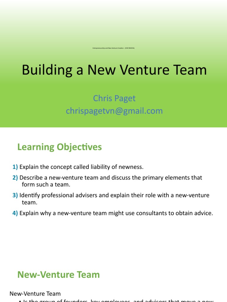 Building a New Venture Team Essentials | PDF | Entrepreneurship | Board ...