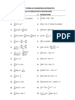 List of Formulas Engineering Mathematics Table of Derivatives & Integrations I Derivatives Ii Integrations 1. 1