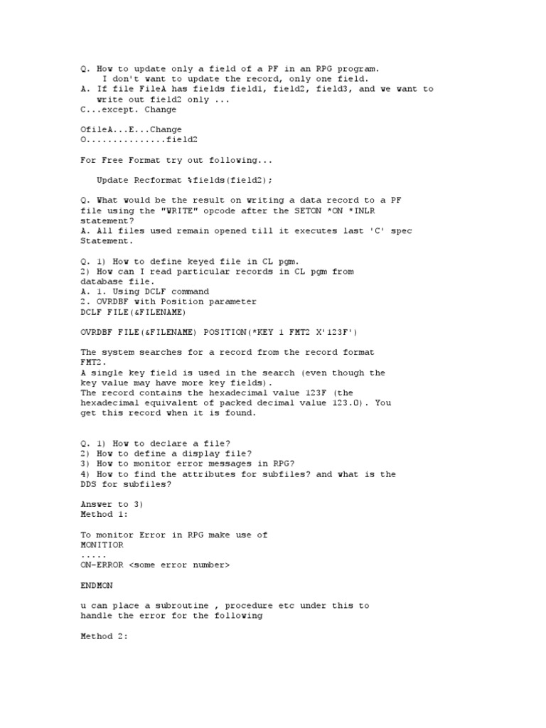 As400 Int Questions | PDF | String (Computer Science) | Ibm Rpg