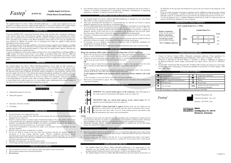 IFU 1110001731 Fastep D-SYP-42 CE英文说明书 041619 | PDF | Blood Plasma ...