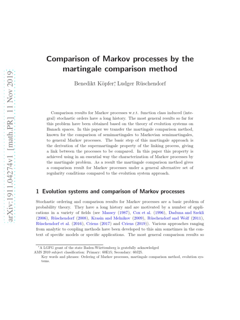 Comparing Markov Processes Using Martingale Theory and the Martingale