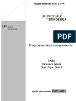 Programme Des Enseignements PASS 2020-2021 Version Du 28-10-20