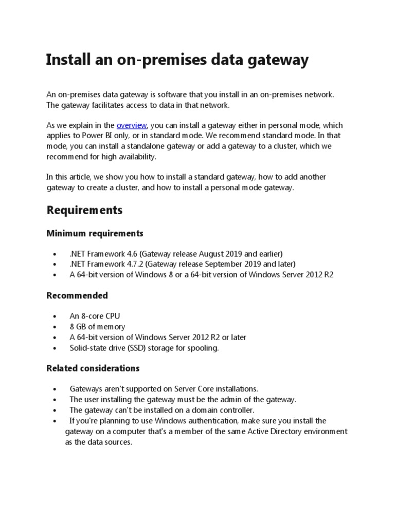 Install On-Premises Data Gateway | PDF | Gateway (Telecommunications ...