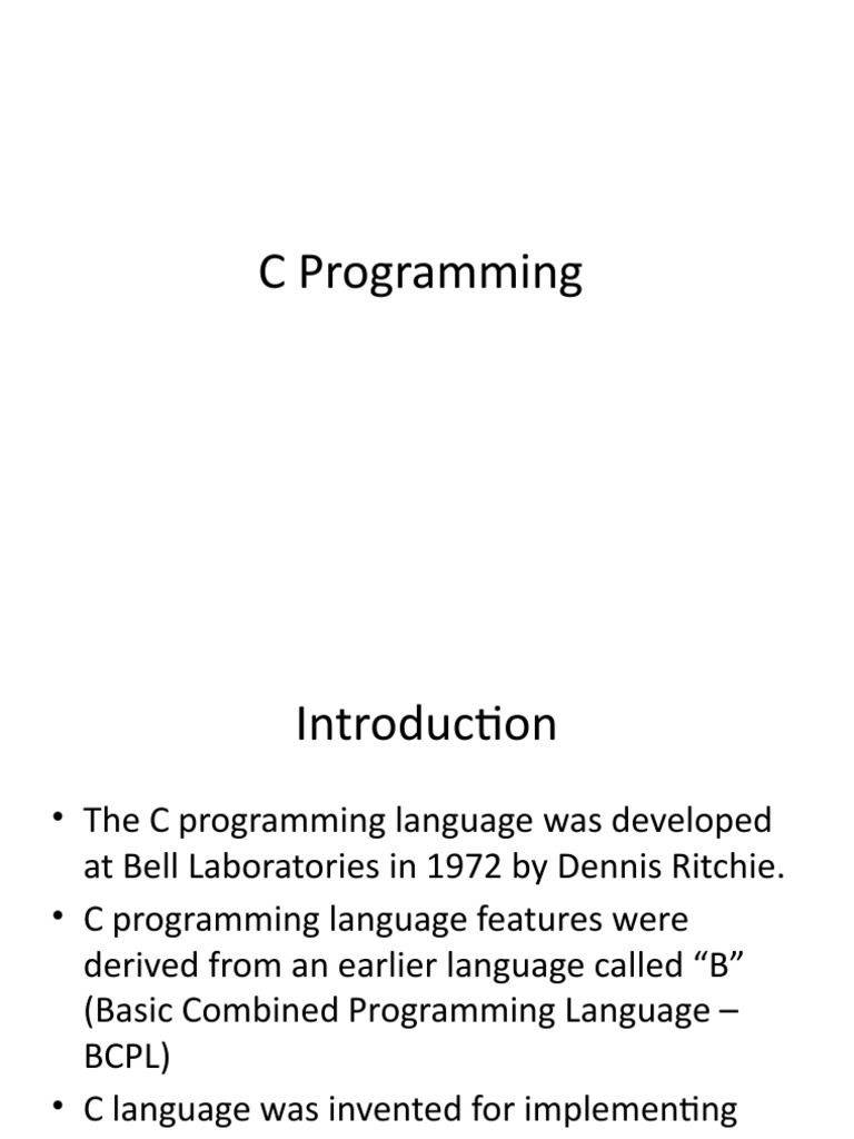 History and Features of C Programming | PDF | C (Programming Language ...