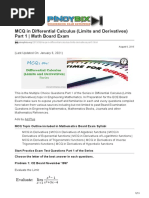 MCQ in Differential Calculus (Limits and Derivatives) Part 1 - Math Board Exam