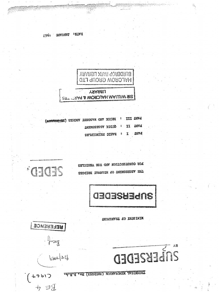 BE 4 The Assessment of Highway Bridges For Construction and Use ...