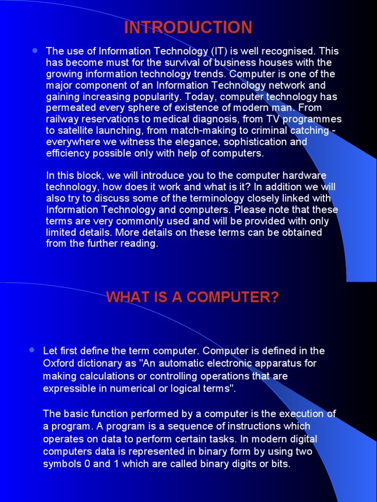 Intro To Comp PDF Integrated Circuit Central Processing Unit