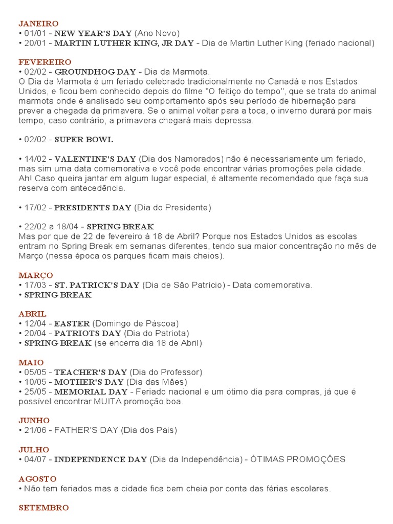 Feriados Nos Estados Unidos | PDF | Black Friday | Comemorações