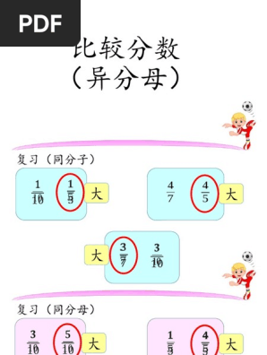 3 2d 2年级数学比较分数 异分母 Pdf