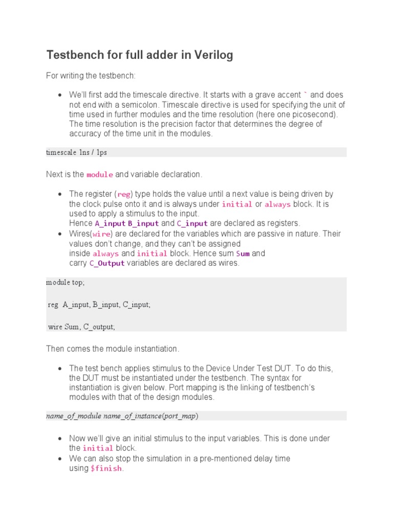 Verilog Testbench Timescale _ Verilog Events Examples – FVOSE
