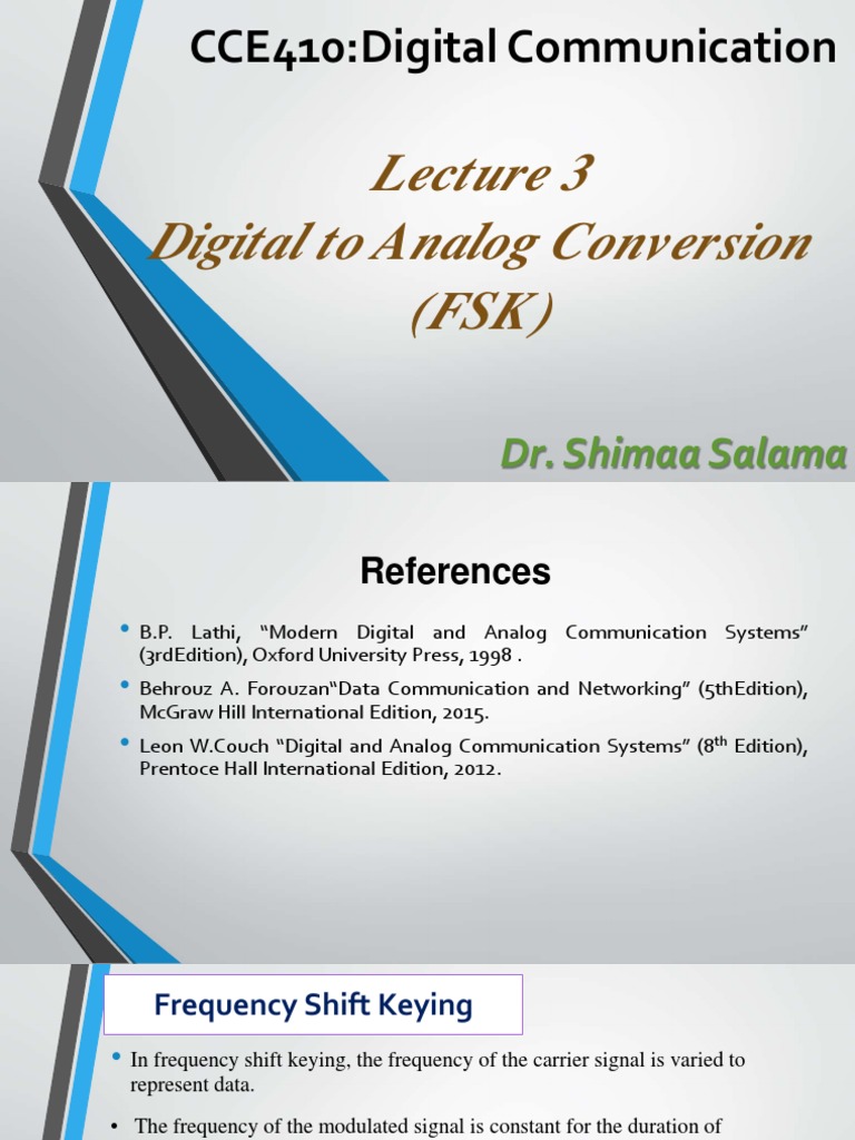 CCE410:Digital Communication: Digital To Analog Conversion (FSK) | PDF ...