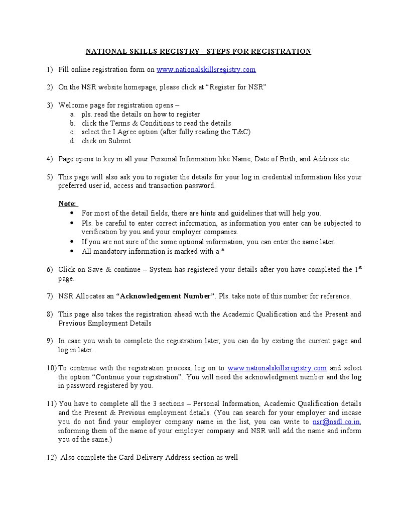 National Skills Registry - Steps For Registration | PDF | Point Of Sale ...