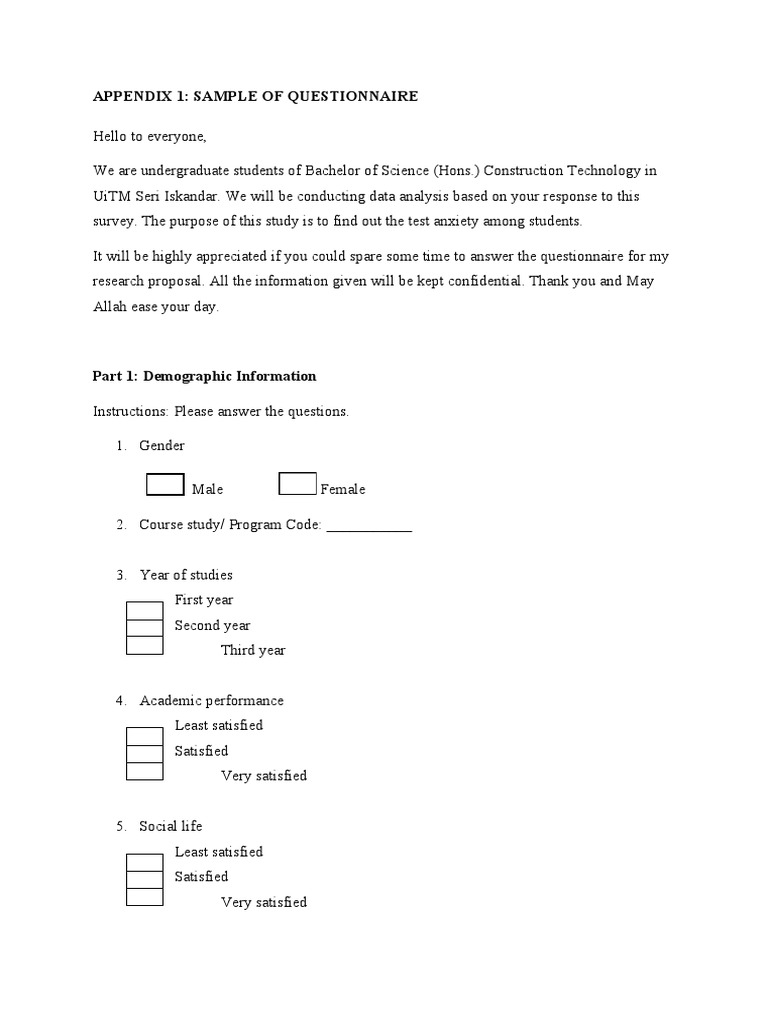 Appendix 1 Questionnaire Final Report | PDF | Questionnaire | Survey ...