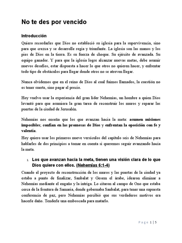 No te des por vencido: Avanza con fe | PDF | Dios | Oración
