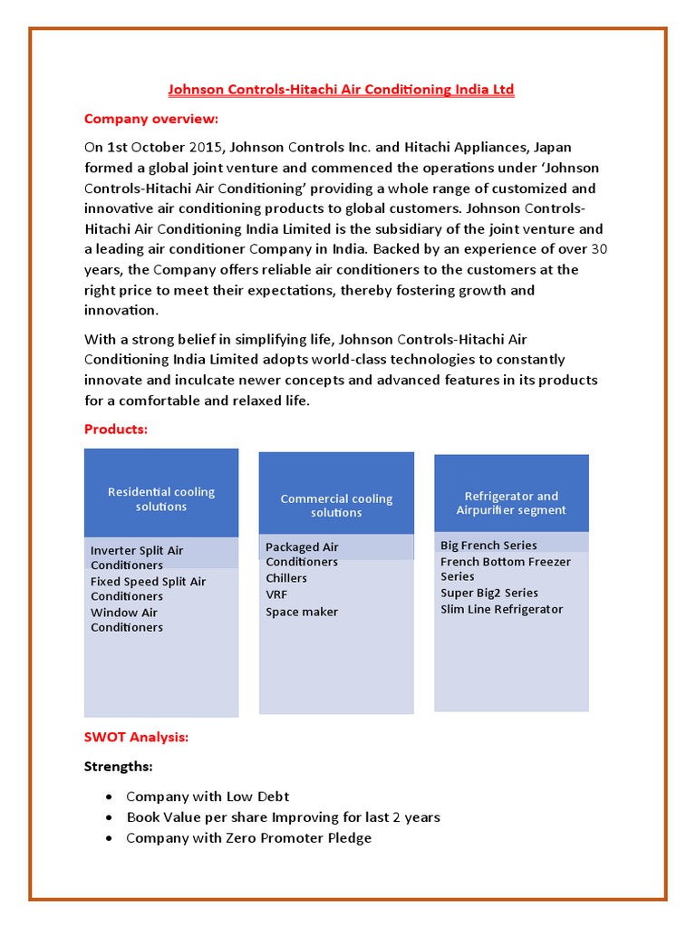 Johnson Controls Hitachi Air Conditioning India Ltd. SWOT Analysis