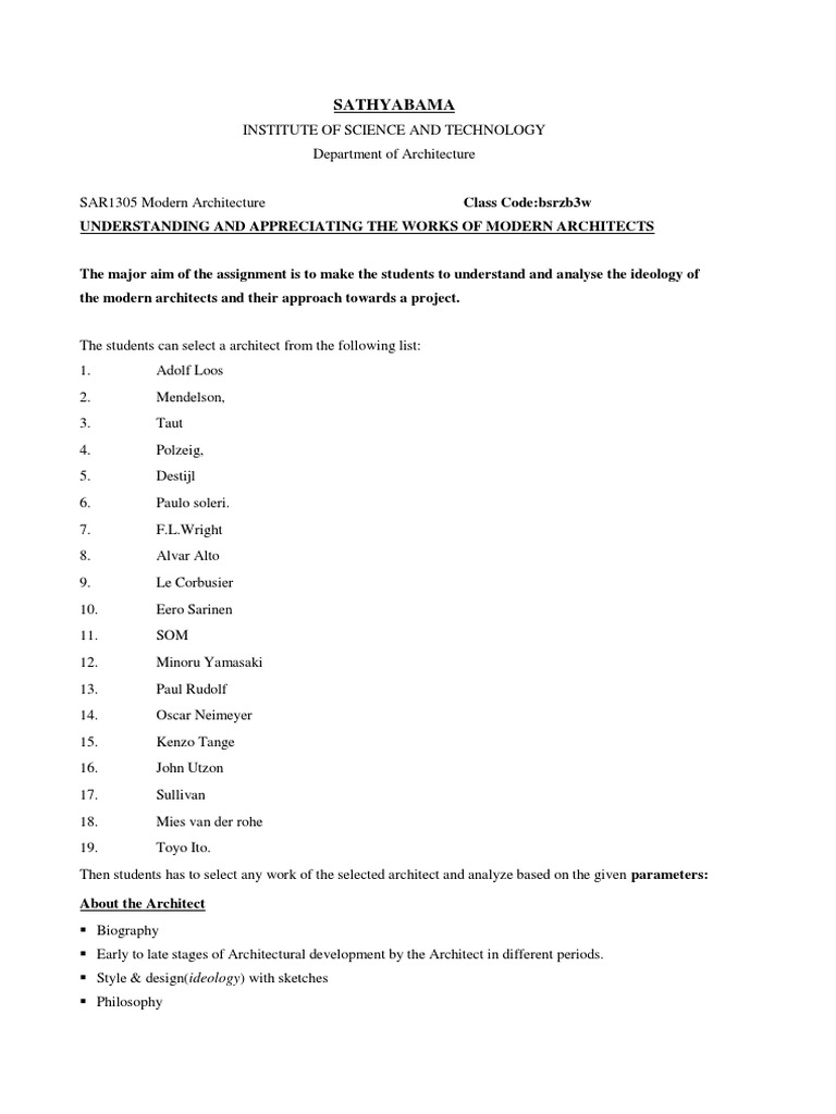 Assignment - Modern Arch | PDF