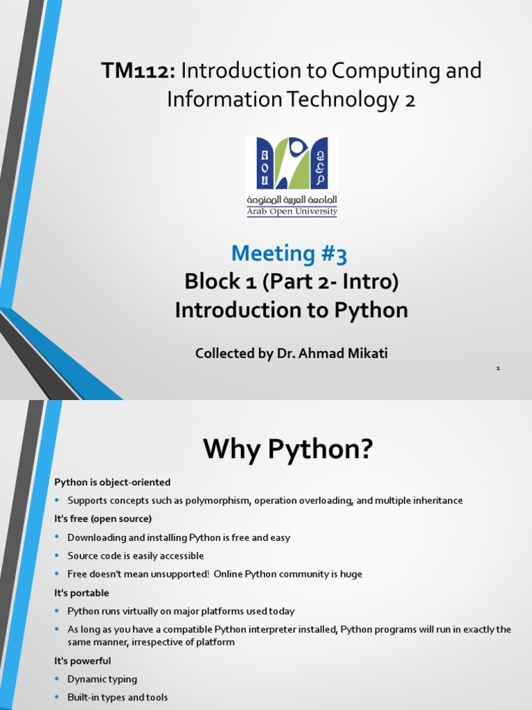 Meeting3-Block 1-Part 2-Introduction To Python | PDF | Control Flow ...