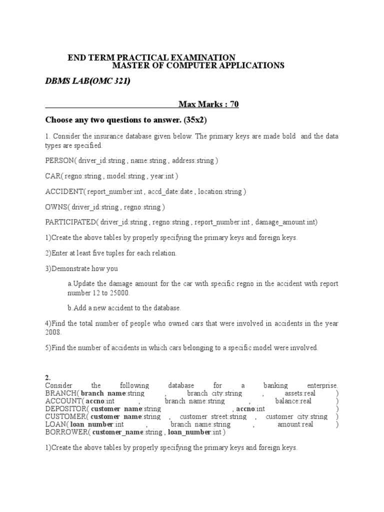 DBMS Lab Mca PDF Databases Software Design