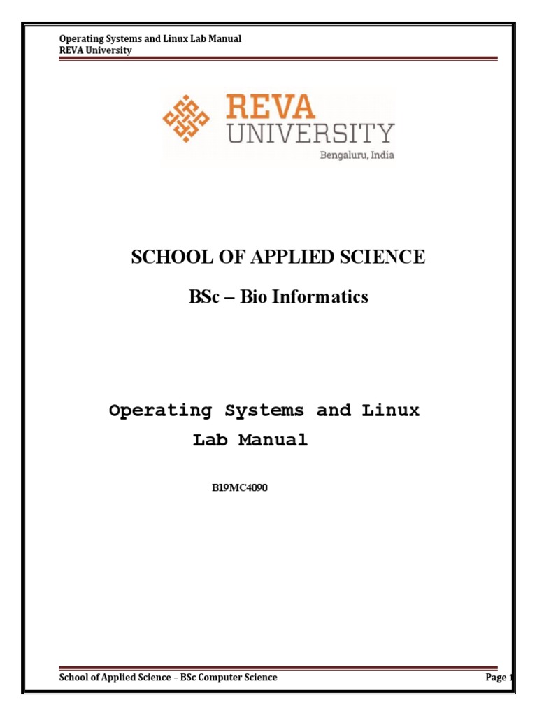 School of Applied Science BSC Bio Informatics Operating Systems and
