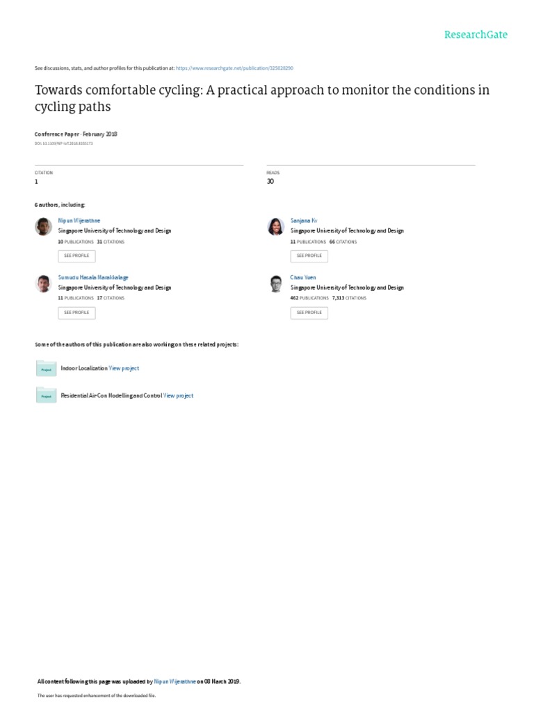 Monitoring Road Conditions for Cyclists' Comfort Using Smartphones