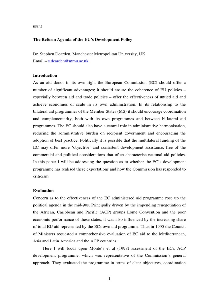The Reform Agenda of The EU's Development Policy | PDF | Aids ...