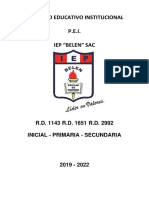 Proyecto Educativo Institucional P.E.I. Iep "Belen" Sac: R.D. 1143 R.D. 1651 R.D. 2992 Inicial - Primaria - Secundaria