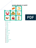 Resumen de Los Alimentos en Español