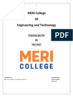 MERI College of Engineering and Technology: Practical Lab File On "MS-DOS"