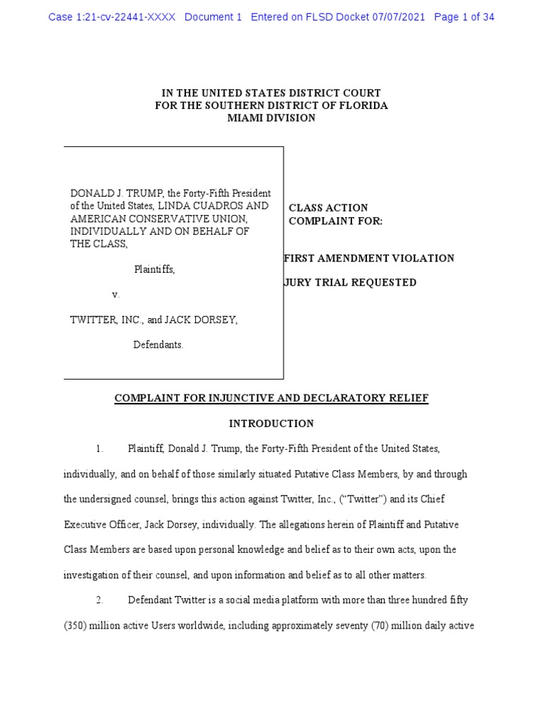 Trump v. Twitter: First Amendment Case | PDF | Censorship | Social Media