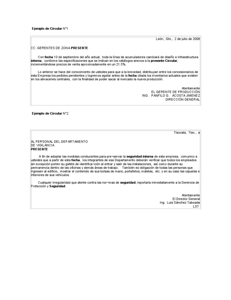 Ejemplo de Circular N | PDF | Economias | Business