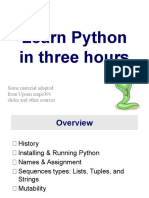 Learn Python in Three Hours: Some Material Adapted From Upenn Cmpe391 Slides and Other Sources