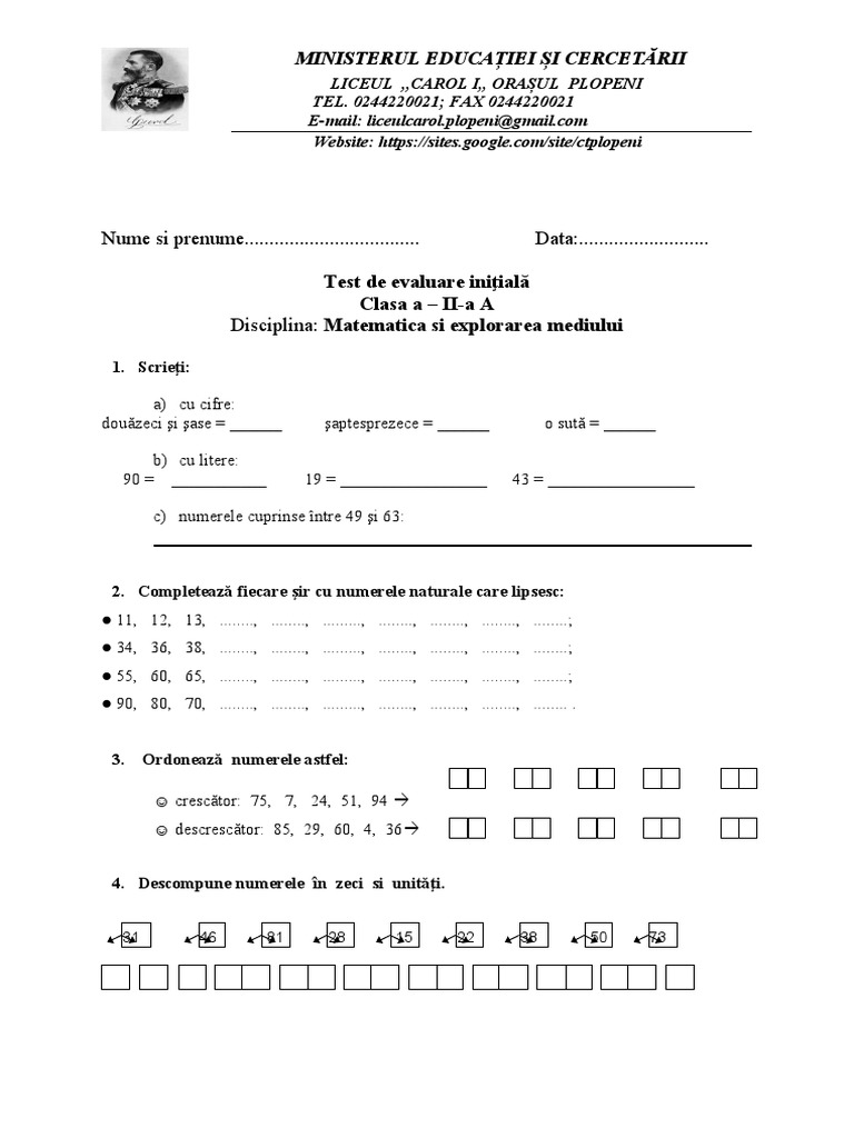 Test de Evaluare Initiala Ok Mada Mem | PDF
