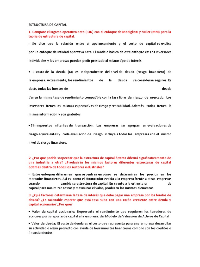 Análisis de la Estructura de Capital | PDF | Apalancamiento (Finanzas ...