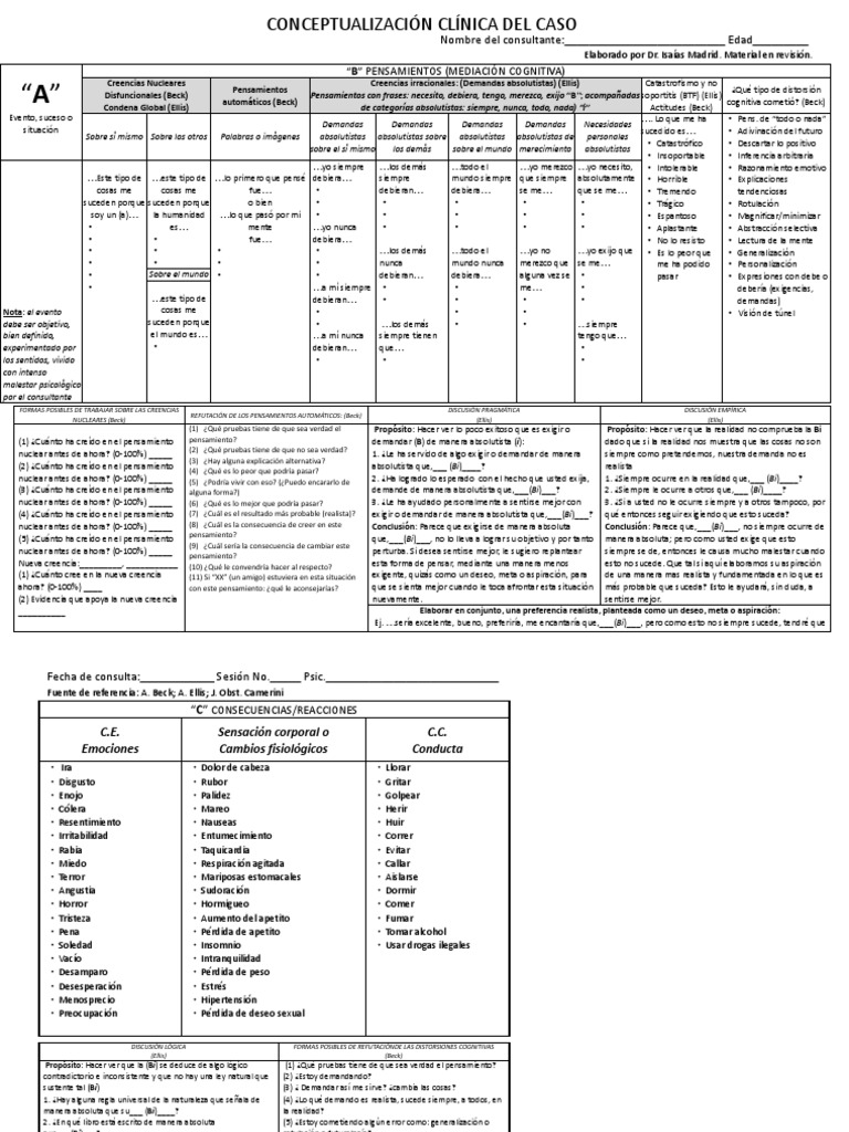 Cuadro de TREC Y TCC | PDF | Terapia racional de comportamiento emotivo ...