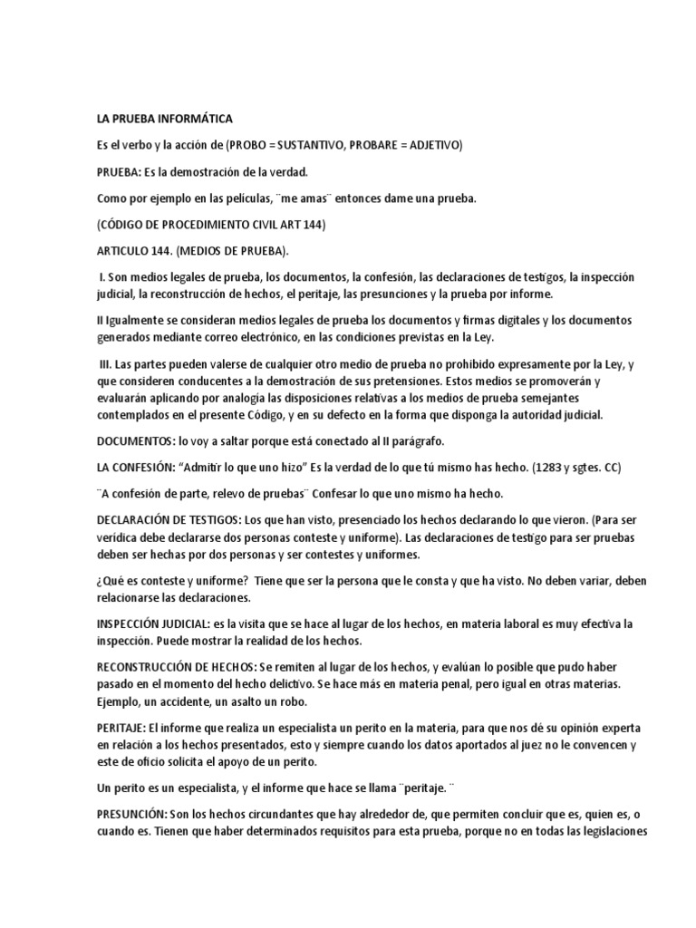 Prueba Informatica | PDF | Evidencia (ley) | Testigo experto