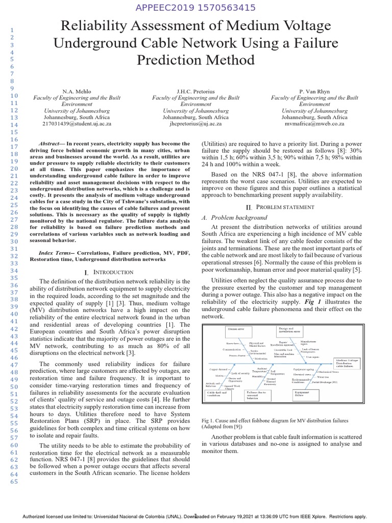 Medium Voltage Cable Reliability Analysis | PDF | P Value | Reliability ...