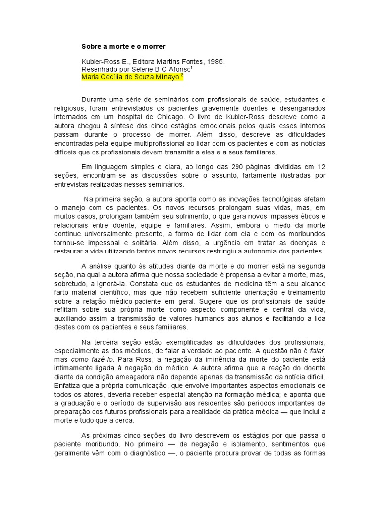 Sobre A Morte e o Morrer | PDF | Morte | Depressão