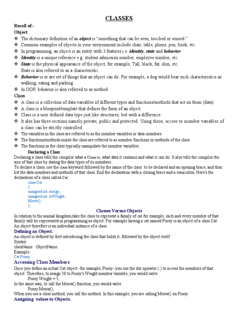 Essence of Object and Classes | PDF | Class (Computer Programming ...