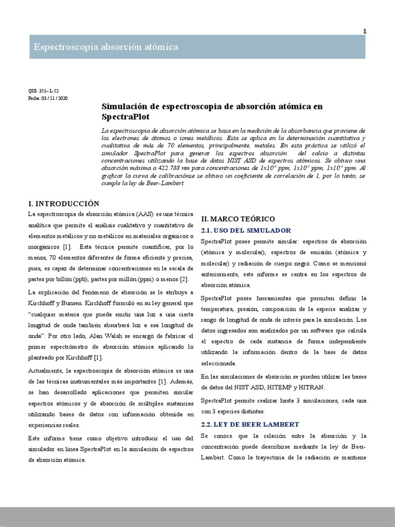 Simulación de Espectros en SpectraPlot | PDF | Espectroscopia ...