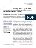 Examining The Impact of Welfare Facilities On Building Construction Employee's Performance in The Eastern Region of Ghana