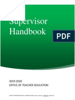 Supervisor Handbook: 2019-2020 Office of Teacher Education