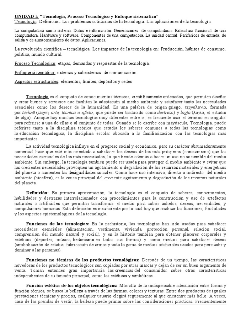 Apuntes de Tecnologia | PDF | Hardware de la computadora | Aprendizaje