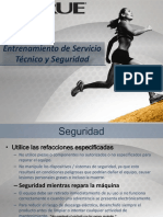 Entrenamiento de servicio técnico y seguridad para caminadoras