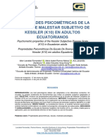 Propiedades Psicométricas de La Escala de Malestar Subjetivo de Kessler (K10) en Adultos Ecuatorianos