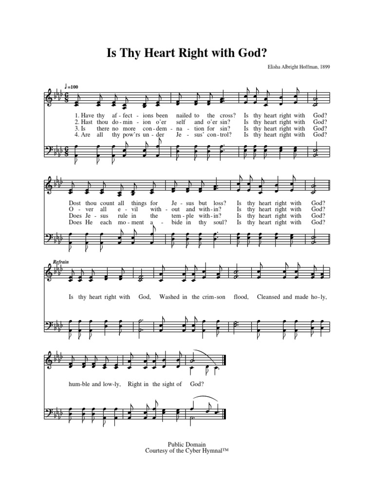 Is Thy Heart Right With God?: Elisha Albright Hoffman, 1899 | PDF