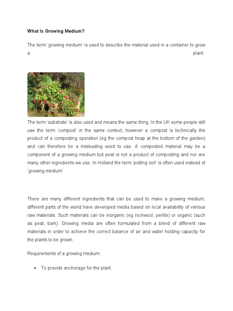 What Is Growing Medium? PDF Compost Soil