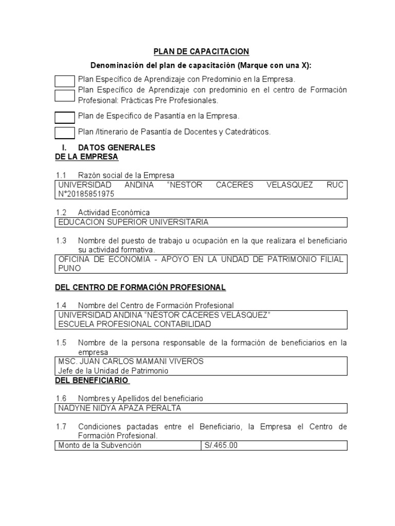 Plan de Capacitacion 2 | PDF | Desarrollo profesional | Evaluación