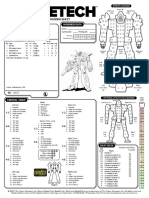 Battlemech Record Sheet: 'Mech Data Warrior Data