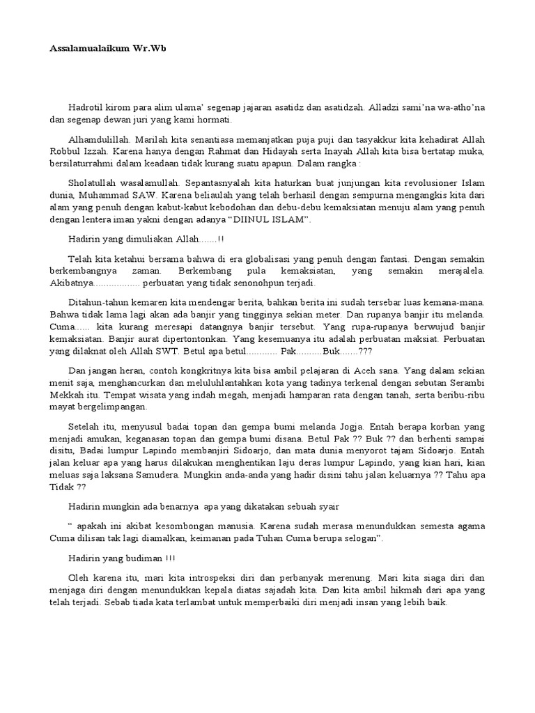 Pidato Bencana Alam Pdf